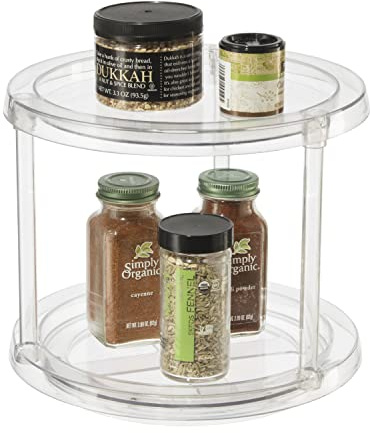 Oggi Two Tier Lazy Susan Rotating Organizer for Kitchen, Pantry, Cabinet Organizing and Storage. Ideal as a Rotating Spice Rack and Pantry Can Organizer, 9.75'' dia x 8'' H (7780.)