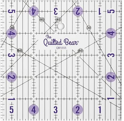 The Quilted Bear - Righelli per imbottiture in acrilico trasparente antiscivolo, per patchwork e cucito, con linee nere chiare e angoli di 30, 45 e 60 gradi per una precisione e accuratezza perfette