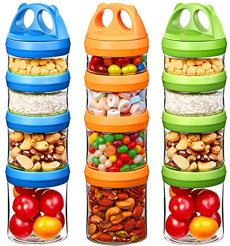 SELEWARE Food Storage Canisters Airtight Handy Portion Size Jars and Containers BPA Free Stackble Snack Pots Nut Box Leak Proof Twist Lock Dispenser Gift 910ML Green