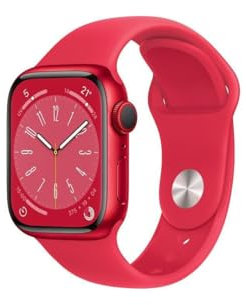 Apple Watch Series 8 GPS + Cellular, Boîtier en Aluminium (Product) Red de 41 mm, Bracelet Sport (Product) Red - Regular
