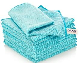 Okaei Panni in Microfibra, 12 Pezzi, Panni per la Pulizia, Molto Assorbenti, 40 x 40 cm, Blu