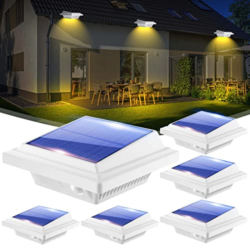BILLION DUO Dachrinnen Solarleuchte für den Außenbereich, 6er Solarlampen für Außen Garten, Wasserdichte 40 LEDs Zaunbeleuchtung, Weiße Solar Wandlampe Warmweißes Solarlicht für Garage, Terrase