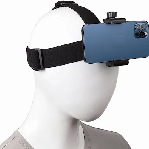 Head-mounted Mobile Phone Holder, First Person View Video Outdoor Live Bracket with Clip Plastic Black Head Harness Strap Head Mount Mount