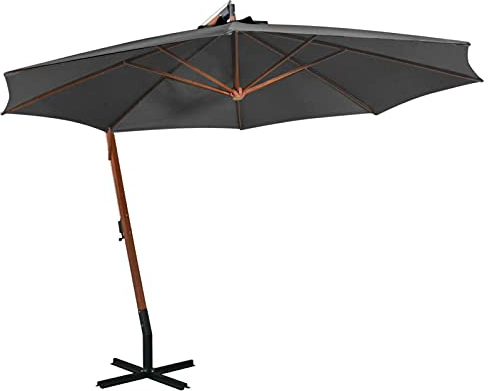 BULANED Ampelschirm mit Mast, Balkon Sonnenschirm, Marktschirm, Garten, Balkon Schirm, Sonnen Schirme, Balkonschirm, Anthrazit 3,5x2,9 m Massivholz Tanne