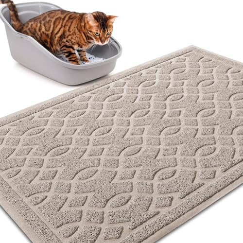 Yimobra Katzenstreu Matte, 90 x 60 cm, Wasserdichte Katzenklomatte Rutschfest Katzenklo Unterleger Matte, Einfache Reinigung Katzenklo Vorleger, Coffee