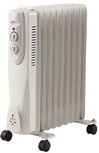 2000W 9 Fin Oil Filled Radiator, 3 Heat Settings and Thermostat Timer, Overheat Safety Cut-off, 2kw Portable Heater with Quiet Operation, White (1)