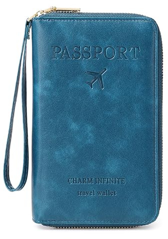 Toctax Reisepass Tasche, Travel Wallet Organizer, Reisepasshülle mit RFID Blocker für Damen und Herren, Reisezubehör Passport Tasche für Kreditkarten, Ausweis und Reisedokumente (Dunkelblau B)