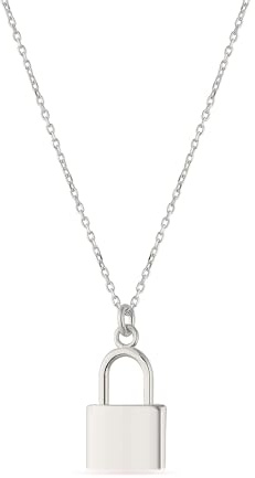 Einzelstück® Halskette mit Schloss Anhänger 925 Silber I personalisierbar mit Gravur I 925 Sterling Silber I Damenkette I Silberkette Collier Love Lock (Silber)