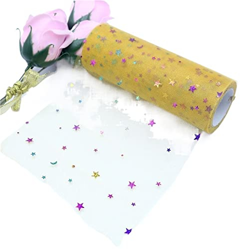 Rolle TüLl,TüLl Pastellfarben 10 yard 15 cm glitter tüllrolle hochzeit dekoration handwerk tüll stoff tutu kleid DIY. Partybedarf. (Color : Gold yellow, Size : 15cm x 10yards)