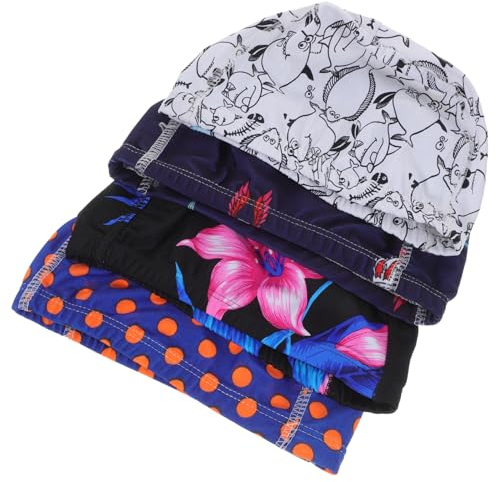 Happyyami 4 Pièces Bonnet de Bain Bonnets de pour Femmes Casquettes de plongée sous- Bonnets de Bain pour Cheveux Longs Bonnets de Bain Femme Adulte Chiffon à Usage général