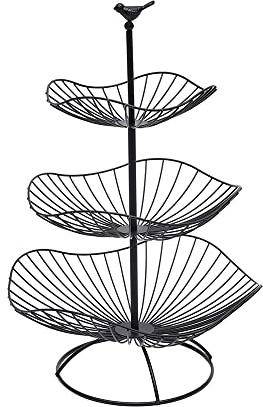 Obst Obstkorb 3 Stöckig,Obstetageren Obstschale Metall matt Modern ObstständerObstschale Etagere,für mehr Platz auf der Arbeitsplatte Küche Etageren Brot, Snacks, Gemüse (Schwarz),20*25*31cm