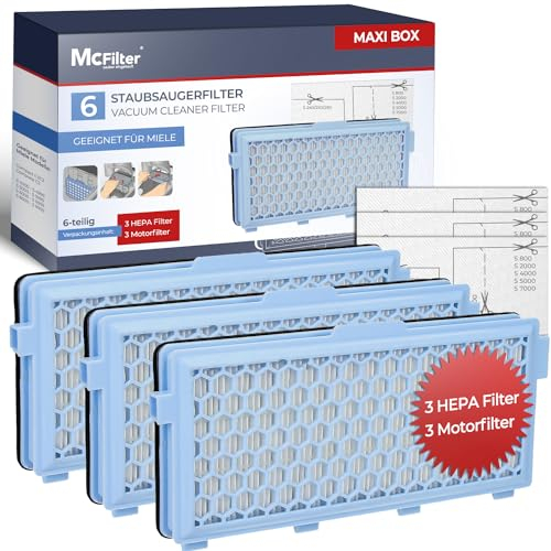 McFilter | 3 filtres HEPA adaptés aux aspirateurs Miele Compact C1 C2, Complete C2 C3, S8340, S8360 S4000, S5000, S6000, S8000 série, S2, S3, S4, S5, S6 | Alternative pour SF-HA 50, SF-AP 50