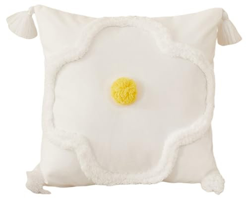 Ueiwffzo Kissenbezug, 45 x 45 Kissenbezüge Dreidimensionale Getuftete Begonien Kissenhülle Mit Reißverschluss, Kopfkissenbezug Für Couch Sofa Kissen (Weiß)