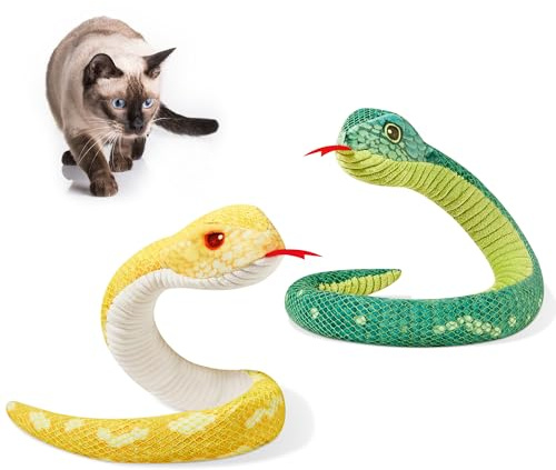 Potaroma Cat Toys Realistic Snake Catnip Crinkly Sound Toy 2 Pcs for Halloween, Mesh Fabric for Teeth Cleaning, Interactive Kicker Toys for Indoor Kitten Exercise 20 Inches