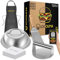 LOCOLIMA Smash Burger Kit, Prensa Hamburguesas Acero INOX, Certificación UE, Molde Hamburguesa, Espátula, Campana Fundidora, Delantal Premium, Papel vinilado, Recetario, Aplastador de Hamburguesas.