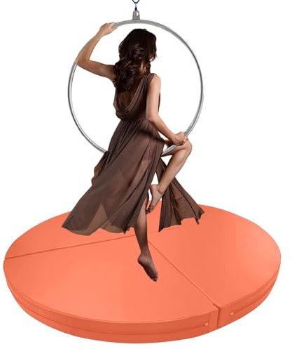 Pole Dance Matte 1/2/4 Zoll Dickes Crashpad für Aerial Lyra-Reifen, Crashmatte für Zuhause, Wohnung, Bar, Fitnessstudio, Tanzstange, Zusammenklappbare Yoga-Stripping-Stange mit Kollisionsschutz(Orange
