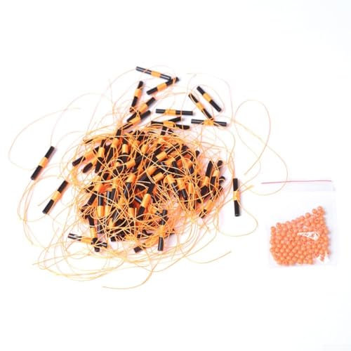BlissfulAbode Zuverlässige Angelschnur-Stopper, 100 Stück Bobber Tops, für Bachlauf, See, Fluss, Angeln (orange)