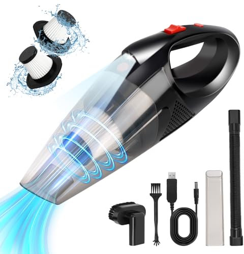 SUPRBIRD Aspirateur à Main sans Fil 120 W avec Accessoires Multifonctions,Aspirateur Voiture avec LumièRe LED,Rechargeable Aspirateur Portable Puissant pour Canapé Maison Voiture Bureau