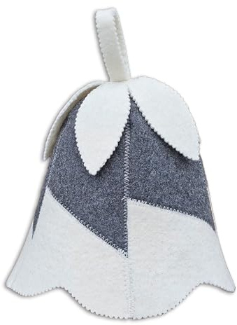 PRINZEPS Gorro de sauna para mujer perfecto de fieltro de lana 100% – Sombrero de fieltro para mujer blanco _ gris con bordado de flores – ideal para sauna – Regalos para los amantes de la sauna
