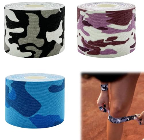 SGERUFZ 3 Roll Kinesiotapes, Kinesiologia Tape, Impermeabile Kinesio Tape e Sporttape per Sport, Muscoli, Schienalini, Caviglia, Ginocchio, Spalla, Nastro adesivo, Benda elastica