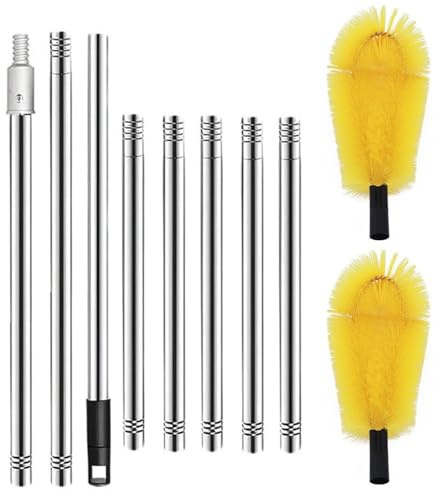 Limpiador de canalones desde el suelo, manguera de limpieza de canalones | Limpiador de canalones con cabezal de cepillo flexible, diseño eficiente, limpieza de canalones de larga duración para