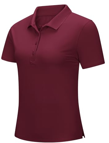 33,000ft Damen Poloshirt UPF 50+ Golf Shirt Atmungsaktives Polohemd | Schnelltrocknend, Leicht, 4-Wege-Stretch, Weich, mit Sonnenbrillenring, für Golfen Casual Tennis, Arbeit