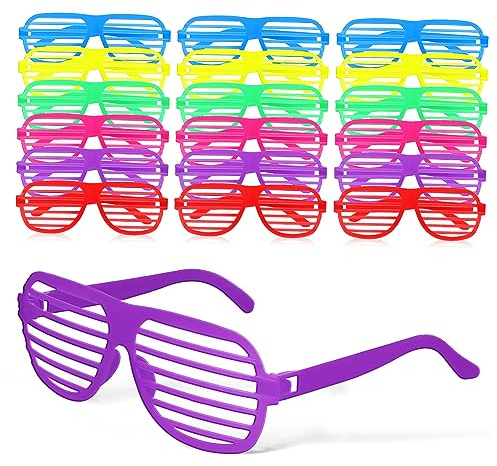 WOFASHPURET 18stücke Teiliges Neon Shutter Partybrillen Aus Leichtem Kunststoff Bunte Festivalbrillen Mit Uv-schutz Ergonomisches Design Für Komfortables Tragen Bei Geburtstag Karneval