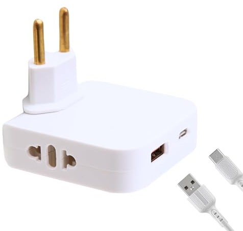 Leloco US to EU Adapter USB + Type-C, Slim Design für Ensembles, 180° Drehbare Kopf, 16A 250V Deutschland Stecker