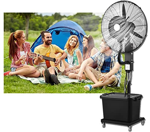Ventilatore nebulizzatore per esterni, ventilatore a piantana da 26/30 con altezza regolabile, 3 velocità, oscillazione a 60°, ventilatore di raffreddamento per patio, giardino, cortile, ne