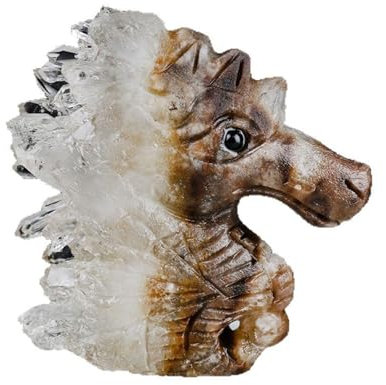 DECORN Geoda de Cristal de Roca de Cuarzo Transparente Natural, Modelo de Estatua de Caballito de mar en Bruto, Figura de Caballito de mar de Cristal, Arte, Regalos
