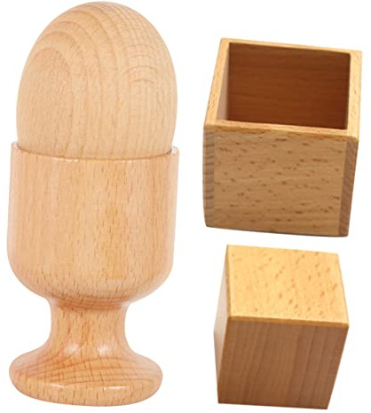 LALADEFIEE Juguetes de Coordinación Mano-Ojo de Madera para Ñiño, 2 Juegos (Huevo Huevera y Caja Bloque Cuadrado), Sensoriales, para Entrenamiento Preescolar y Desarrollo Temprano