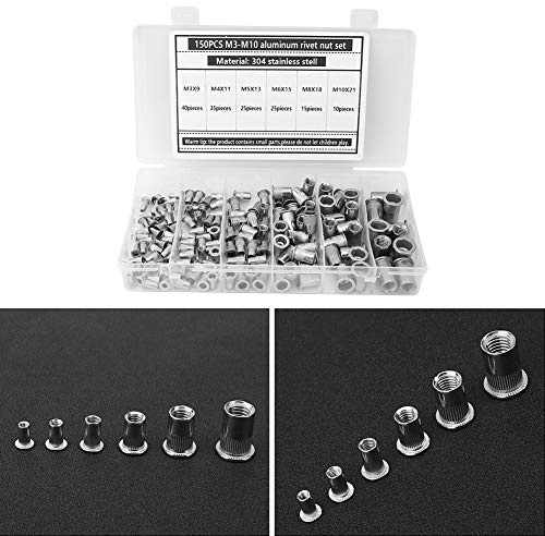 ZJchao Écrou Rivet, Inserts Filetés pour Métal 150pcs M3 M10 Écrou Rivet 304 Acier INOXEUX pour FIVRATION PIRDE