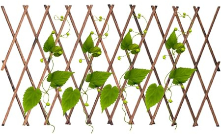 Enrejado de madera, enrejado de jardín para plantas trepadoras, paneles de enrejado de madera para jardín, paneles de celosía de soporte para plantas, panel de valla de celosía de sauce y accesorios