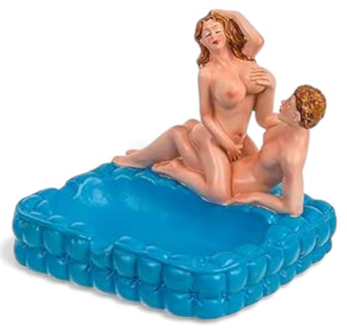 MIJOMA Erotik Aschenbecher aus Polyresin – witziges Deko-Accessoire für Erwachsene – 10,5 x 9,5 x 10 cm – ideal für Partykeller, Junggesellenabschiede & Raucherbereiche (Blau)