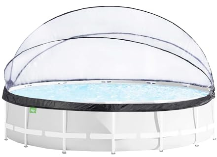 EXIT Toys Poolabdeckung ø488cm - Für Intex/Bestway Pools - Hält Wasser Warm und Sauber - Einfache Montage - Robuste, Hochwertige Konstruktion - Universelle Poolüberdachung Geeignet für Viele Marken