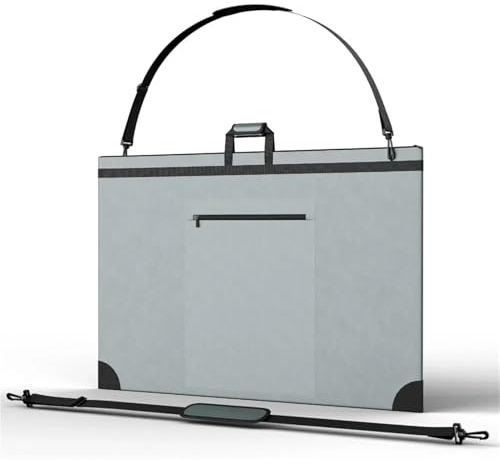 SDIUAKBV Kunst Portfolio Tasche Kunstmappenkoffer 24 x 36 Zoll Grau mit verstärkten Ecken, Gemäldeaufbewahrung