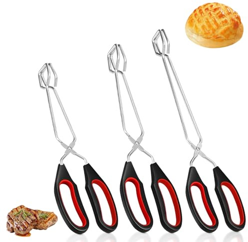 Pinzas Extralargas Para Parrilla (3 Piezas), Pinzas de Cocina Para Cocinar, Para Pan, Carne Y Carbón, Adecuadas Para Asar Y Freír Con Aire (3 Tamaños)