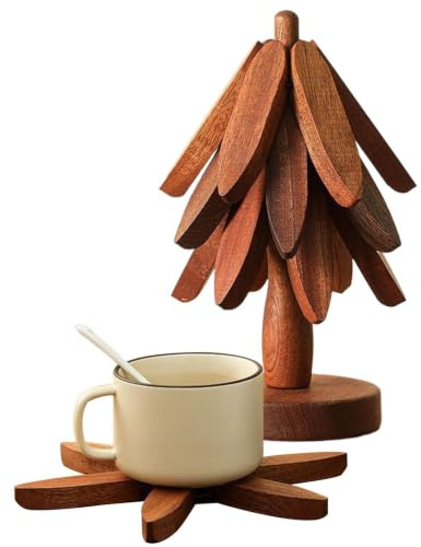 qokeeu Dessous De Plat Arbre en Bois - sous-Verre Isolant en Bois,Dessous-De-Plat Anti-Brûlure pour Ustensiles De Cuisine | pour Ustensiles De Cuisine Poêle Casserole Tasse Table À Manger Appartement