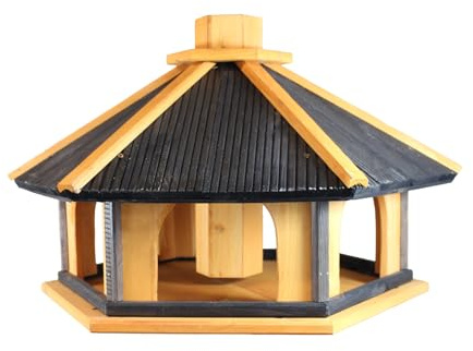 Fågelhus, fågelhus av trä, fågelhus, nestlådor, med stativ (gulgrå, XL)