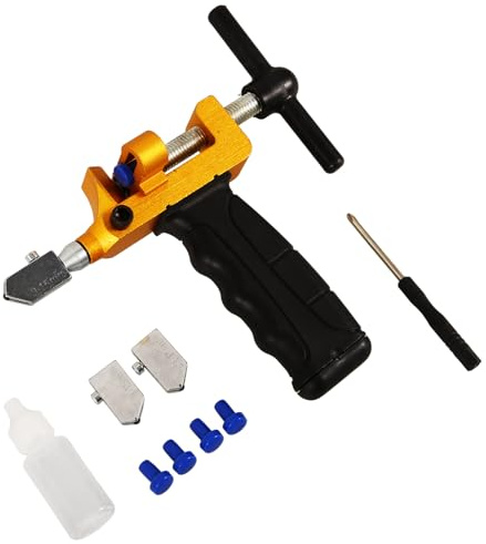 BIUDECO Strumento Tagliavetro Manuale Multifunzionale in Metallo con Impugnatura Ergonomica Antiscivolo Taglierina per Piastrelle e Vetro per Uso Domestico e Professionale