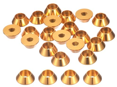 QUARKZMAN Arandelas Cónicas M6, 20 Pcs Arandelas De Aluminio Anodizado, Arandelas De Cabeza Cónica Para Piezas De Accesorios Mecánicos, Dorado