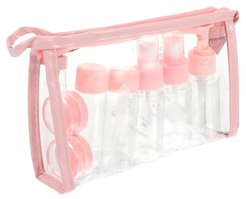 PAMINGONO Juego de Botellas Vacías para Cosméticos Reutilizables y Portátiles de Pet y Pp, Adecuado para Guardar Lociones y Cremas en Bolso Obsequio de Cumpleaños