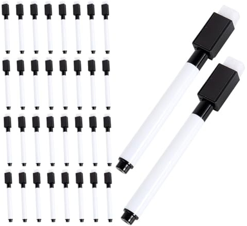 HOMSFOU Marcadores para Pizarra Blanca de Borrado Seco con Punta Fina Tinta Soluble en Agua Tamaño Pequeño Color Negro Pack de 100 Unidades Ideales para Oficina Escuela y Uso
