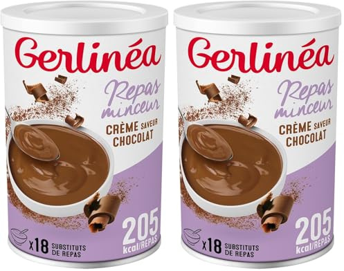 GERLINÉA – Crème Repas Minceur Chocolat – Substitut de Repas Riche en Protéines – 18 Repas – Poudre à Reconstituer, 540 g