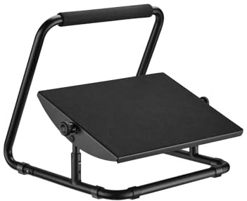 MAXMOUNT Poggiapiedi regolabile con funzione di inclinazione – Poggiapiedi ergonomico per scrivania, metallo e tessuto, nero