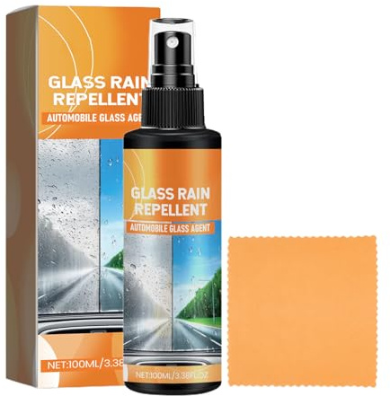 Auto Windshield Hydrophobic Spray - 100ml Compact Bottle Streak Free Repellant Coating, Clear Views Water Shedding Treatmant, Glass Surfece Care Solution | Rain Snow Fog Highway Commuting After Dark