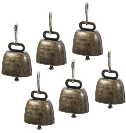 Veemoon 6 Pezzi Campane in Ferro Stile Retrò per Bestiame Campanelli Rumorosi per Cavalli Mucche Pecore Accessori per Animali Suoni Chiari e Piacevoli per Decorazioni e Collari