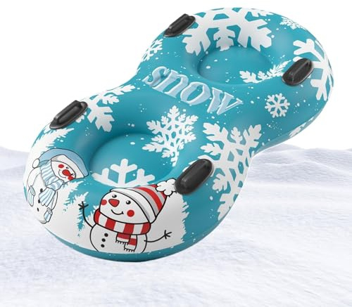 Snow Tubes Heavy Duty - Aufblasbarer Schlitten für 2 Personen | Doppelpersonen-Schneeröhren | für Outdoor-Winterspiele Kinder Jugendliche Erwachsene Familienurlaub Urlaub