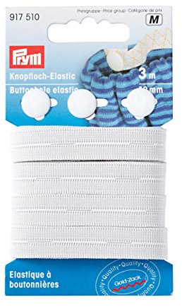 Prym Knopfloch-Elastic mit 3 Knöpfen 12 mm weiß, Plastic