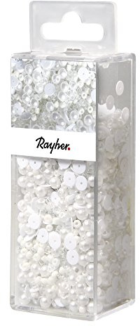 Rayher 14538701 Pailletten-,Glasperlenmix und Draht, 80g Mix u. Draht 50mx0,3mm, Frost